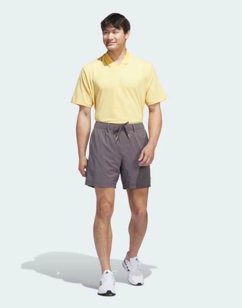 【adidas GOLF/アディダス】Vネック ツイストニット半袖シャツ・L黄色