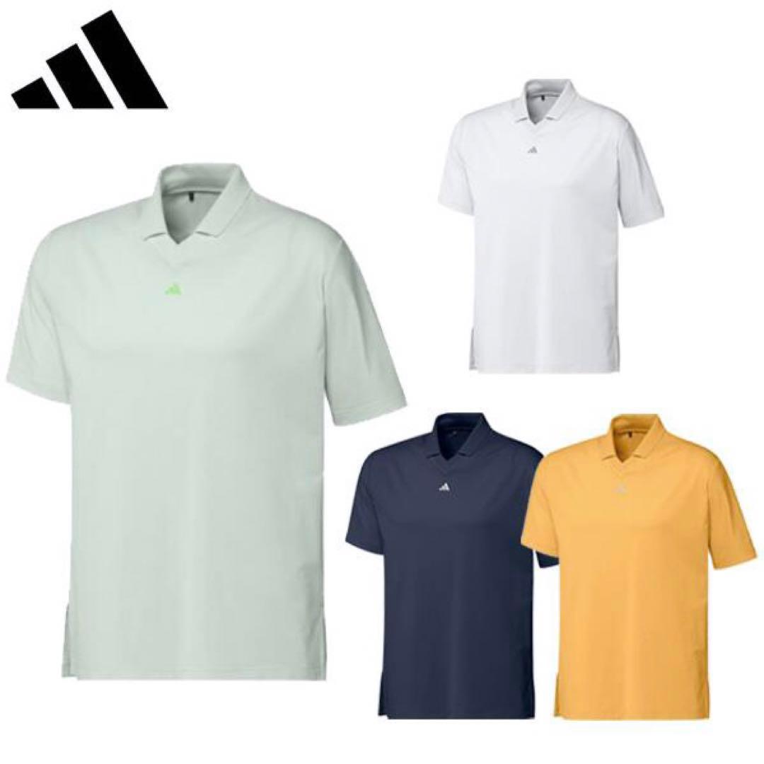 【adidas GOLF/アディダス】Vネック ツイストニット半袖シャツ・L黄色