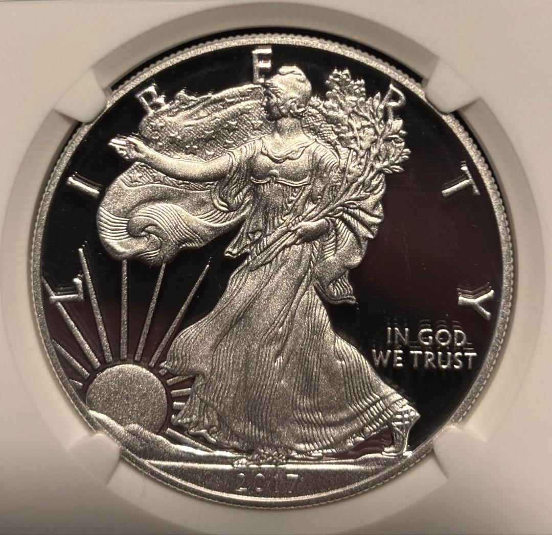 【最高鑑定/サイン入/$275】2017 W アメリカ イーグル銀貨 モイ直筆