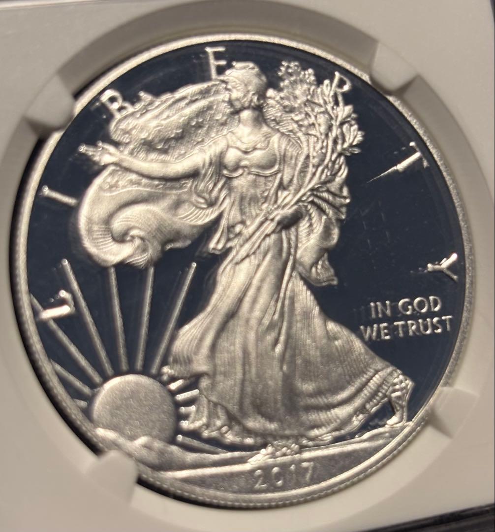 【最高鑑定/サイン入/$275】2017 W アメリカ イーグル銀貨 モイ直筆