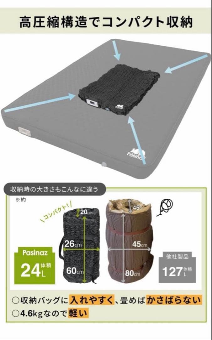 Pasinaz 電動ポンプ内蔵マット ダブル