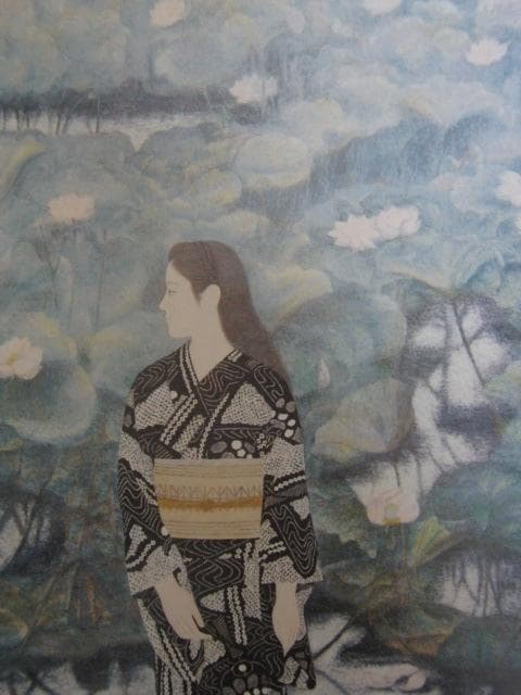 高木義夫、【蓮池】、希少な大判額装用画集より、美品、日本人画家、新品額装付