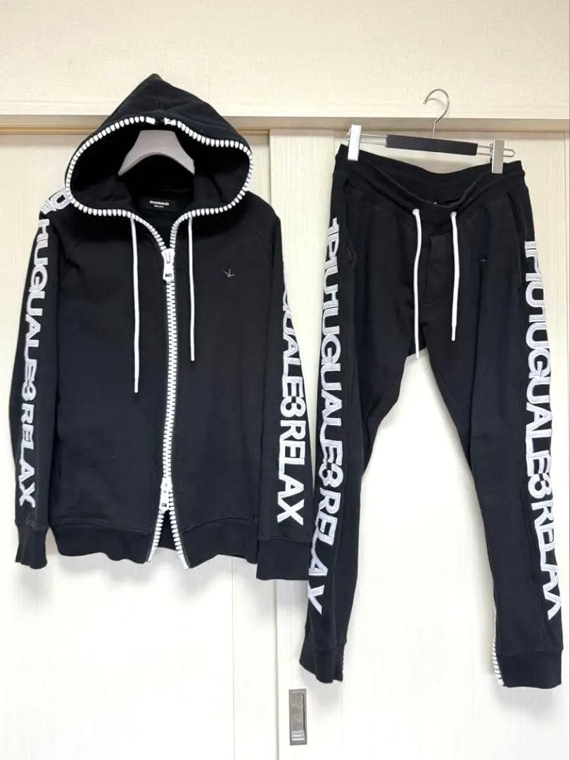 1piu1uguale3ウノピュウ リラックス セットアップ 黒 フルジップ