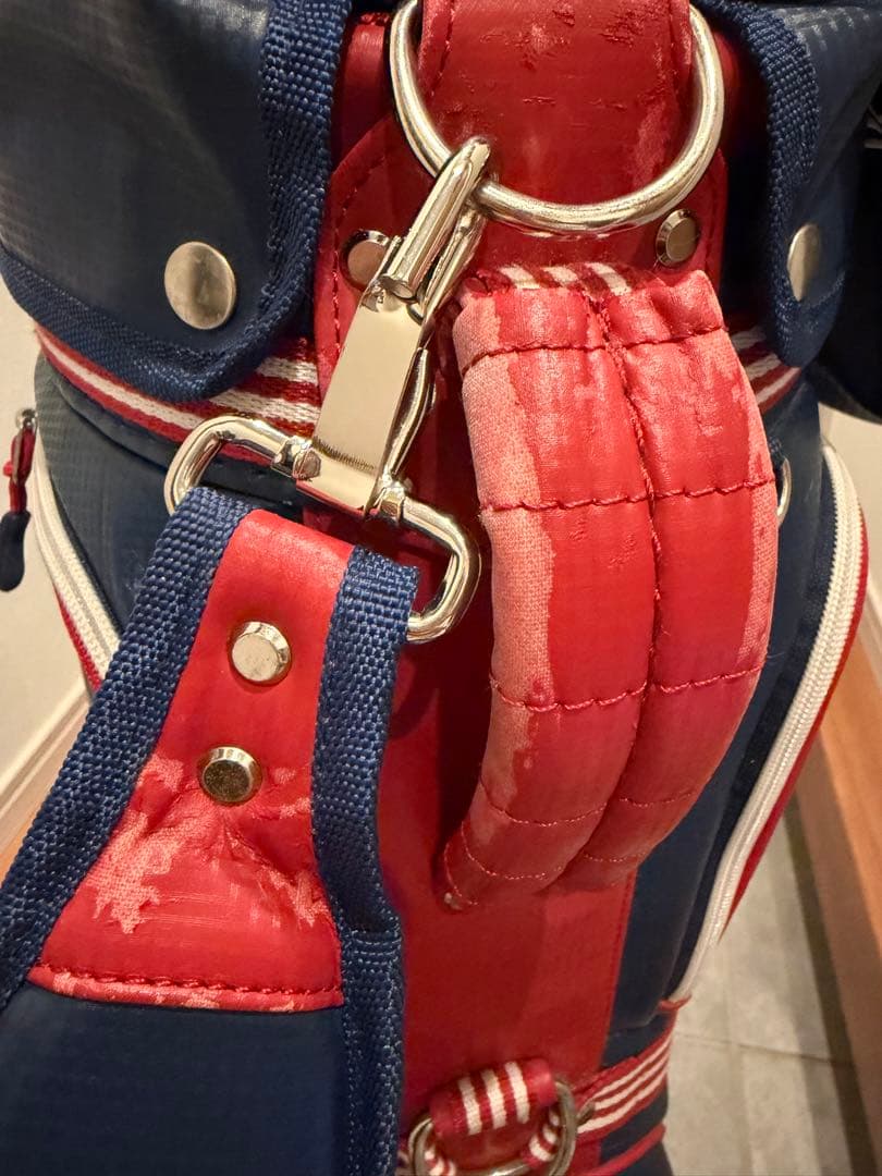 adidas ゴルフバッグ ネイビー/レッド ※フード、持ち手傷あり(剥がれ)