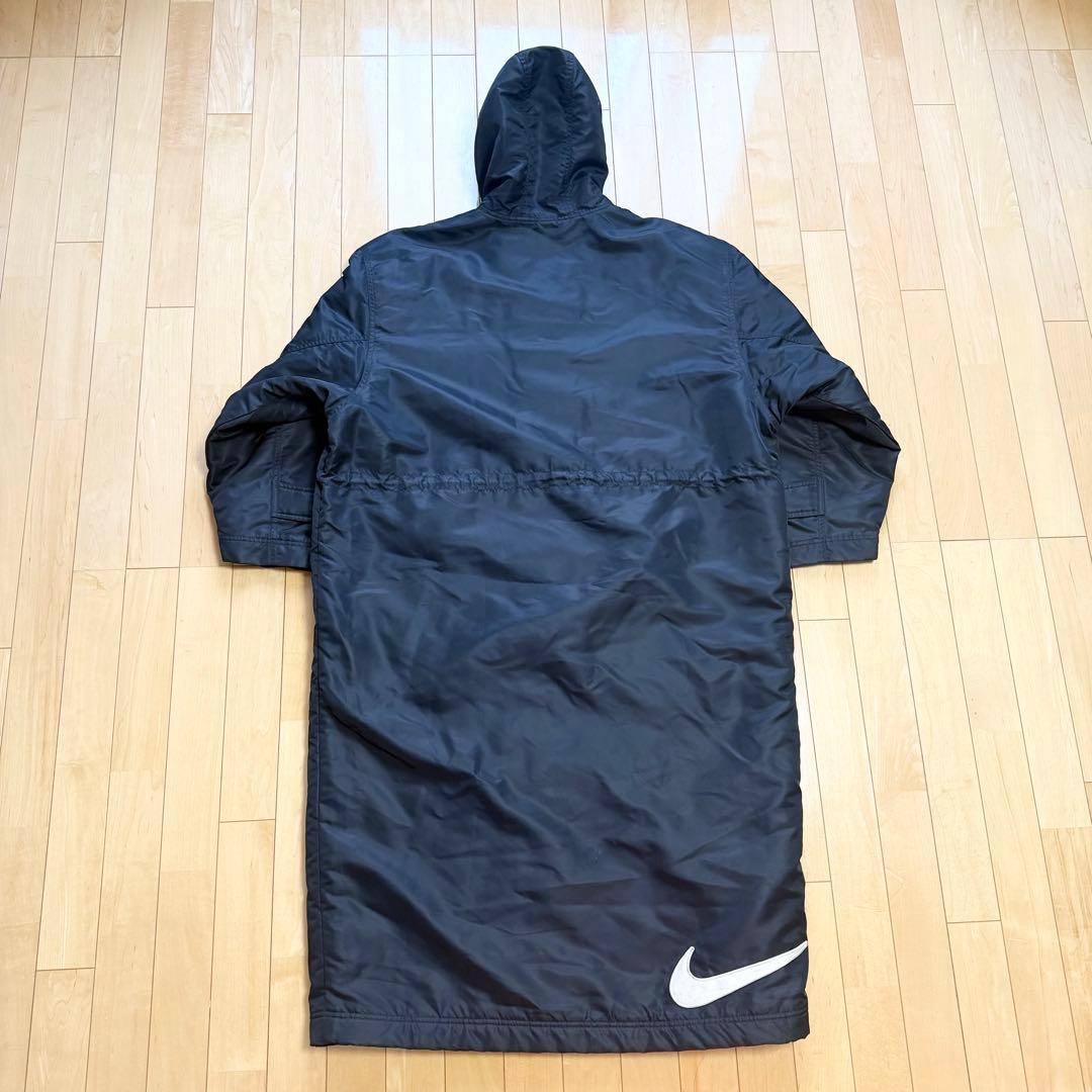 90s 古着 NIKE ベンチコート 黒 M ロゴ刺繍