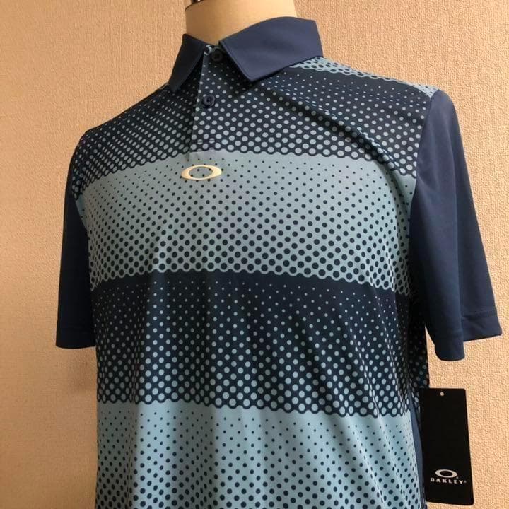 新品未使用 オークリー ゴルフ スポーツウェア ポロシャツブルー系 Sサイズ