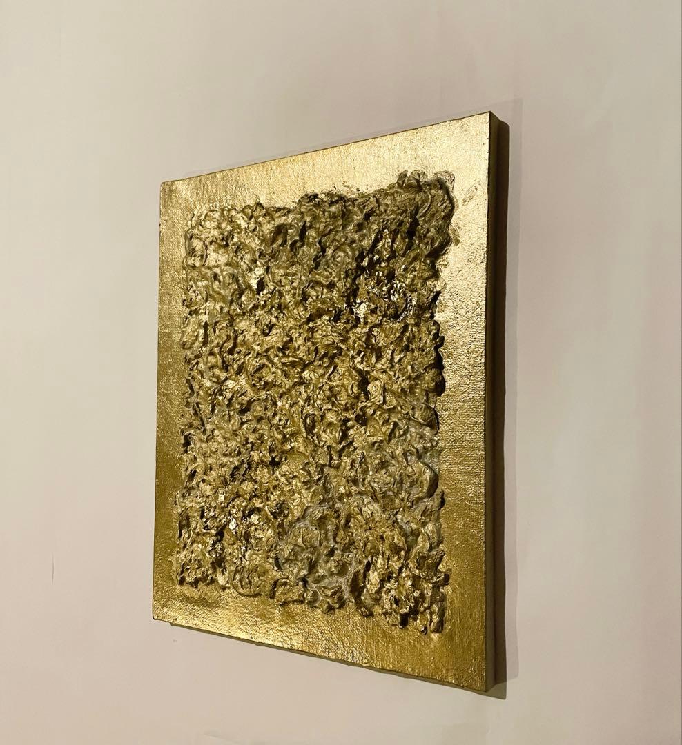 金の質感が際立つテクスチャーアート｜F3 一点もの　絵画　抽象画　アートパネル