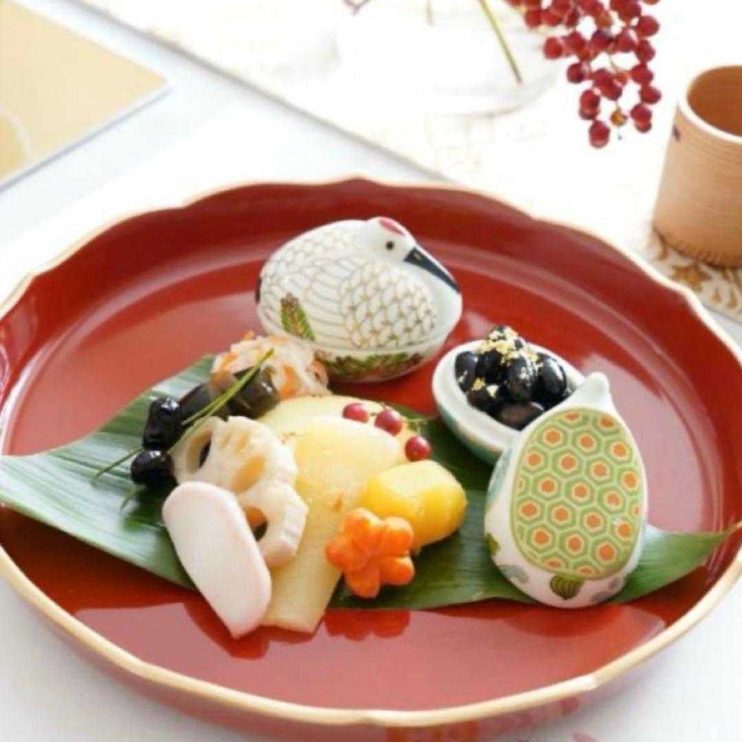 【新品】【大人気】有田焼幸楽窯　鶴亀珍味入セット　縁起物