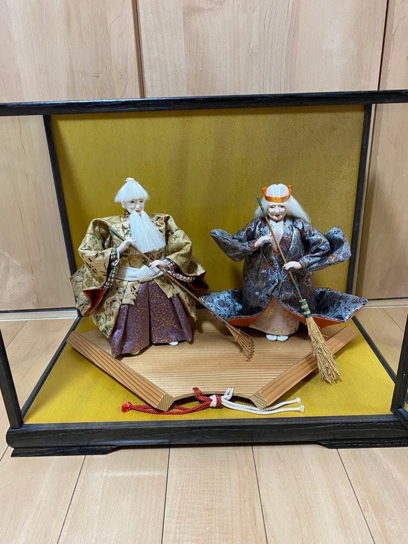 雛人形 翁 媼 ガラスケース入り 伝統工芸 美品 約40cm