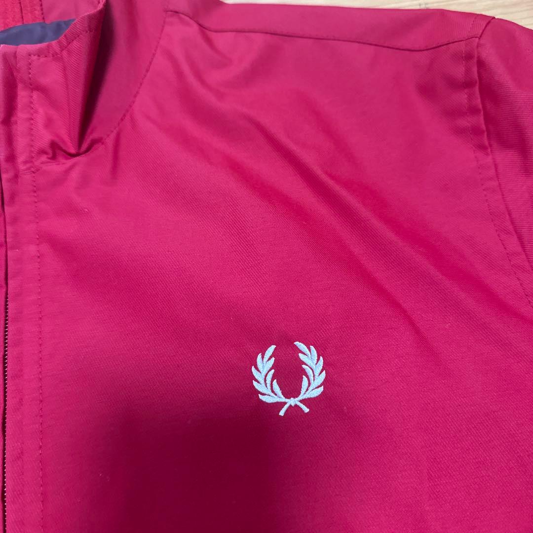 FRED PERRY ハリントンジャケット 赤 S ワンポイント刺繍ロゴ
