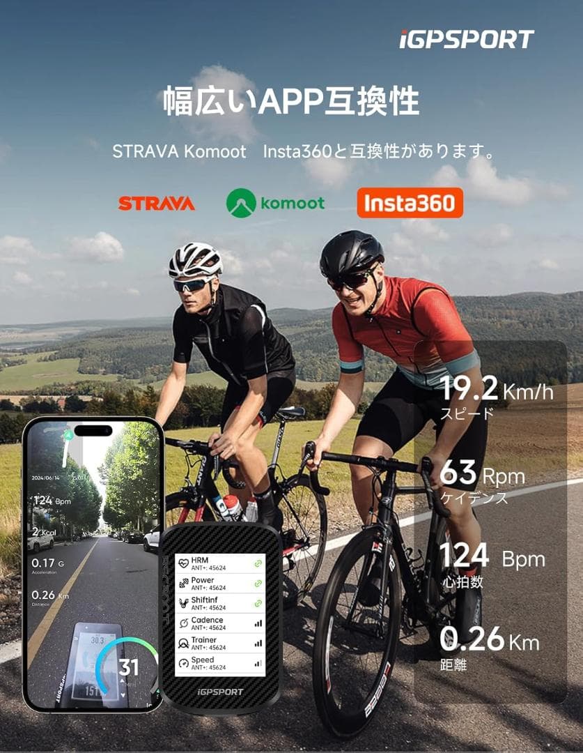 【シリコンカバー付き】iGPSPORT BSC300 GPSサイクルコンピュータ