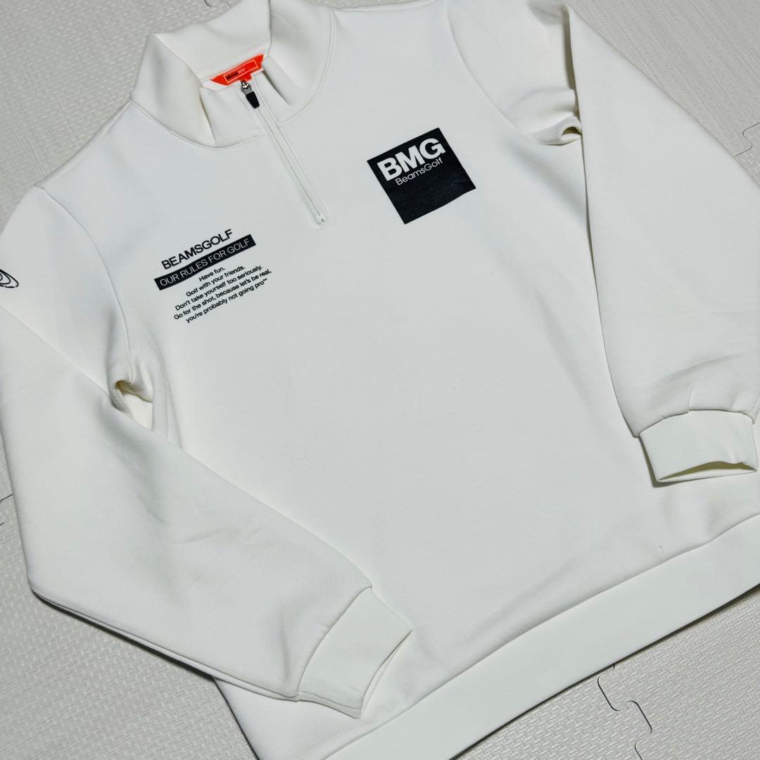 BEAMS GOLF ハーフジップ セーター ホワイトLサイズ