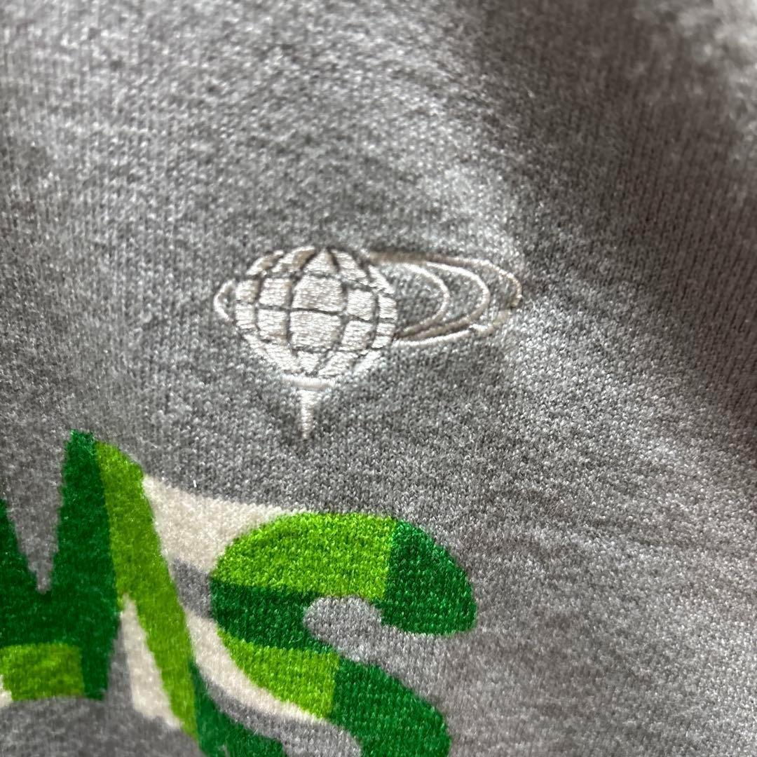 BEAMS GOLF ロゴセーター 刺繍 バイカラー グレー 黄緑 XL