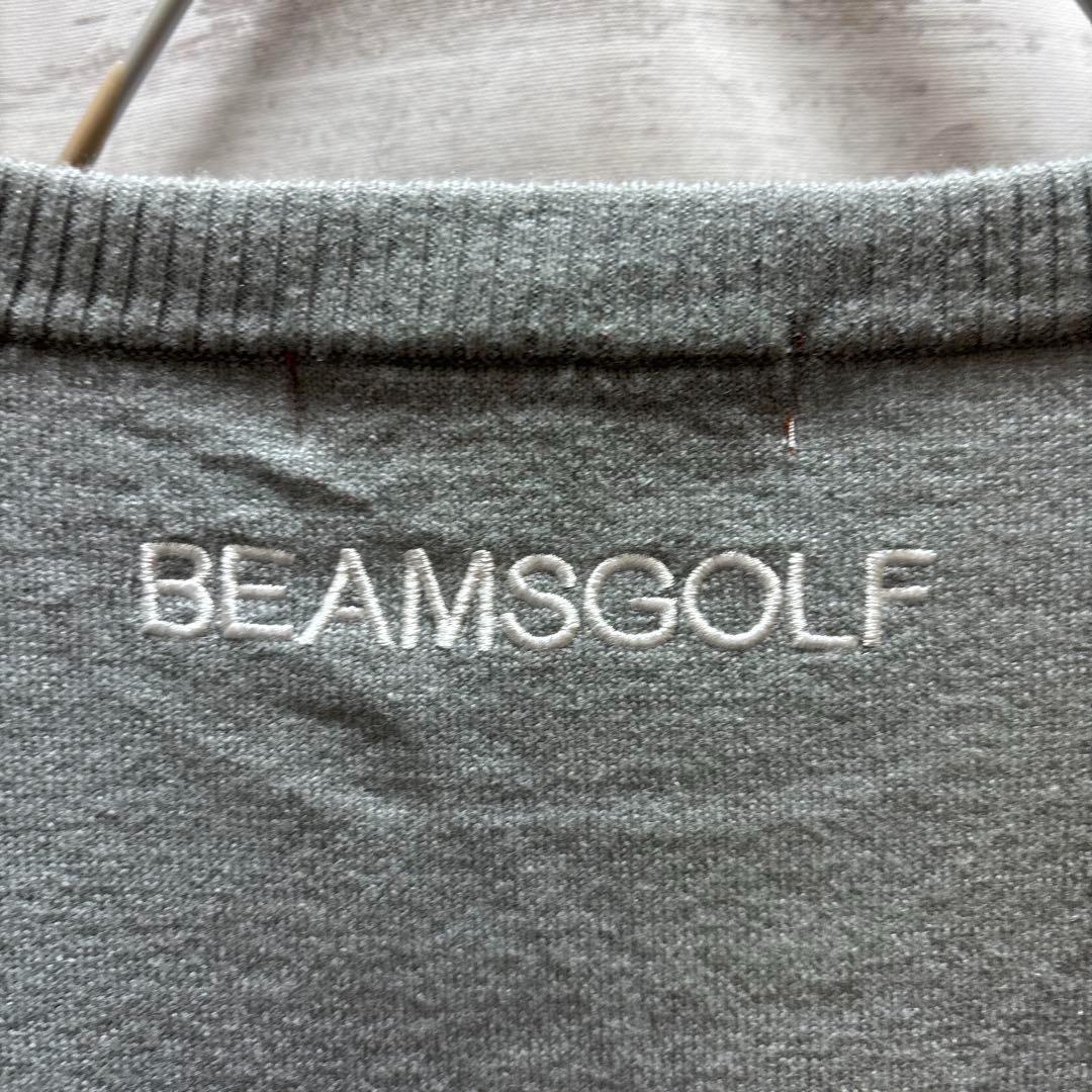 BEAMS GOLF ロゴセーター 刺繍 バイカラー グレー 黄緑 XL