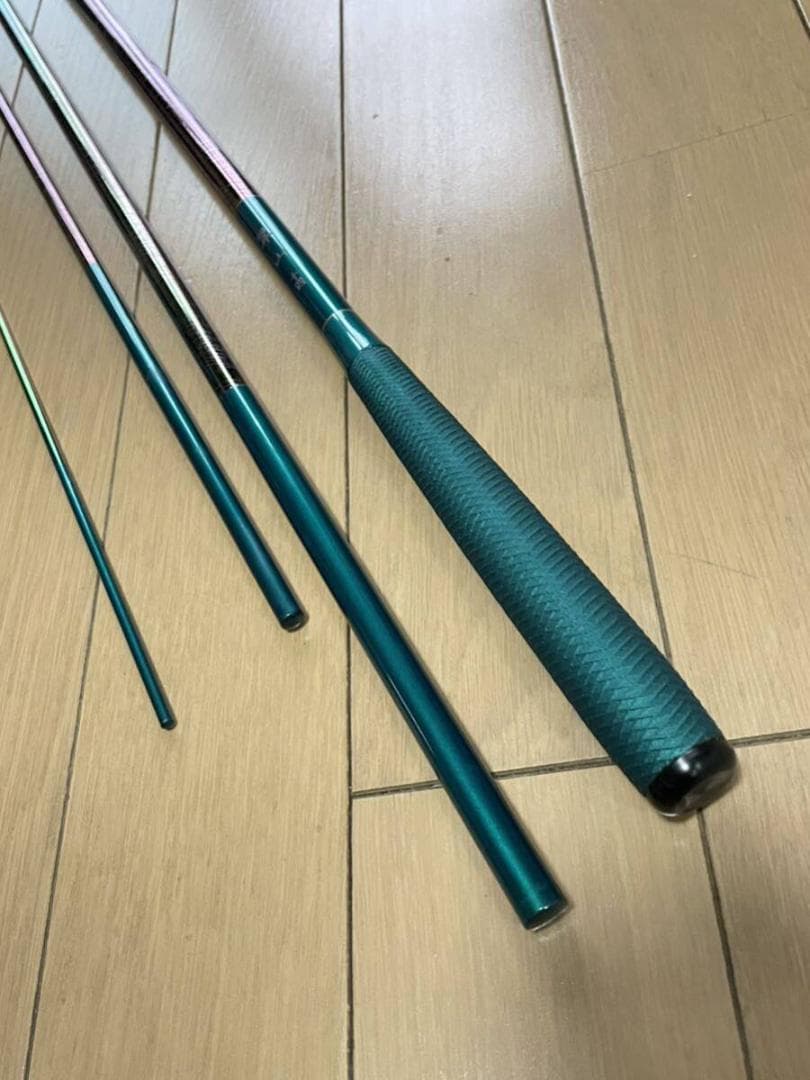 特選品　蒼月　翠山　14尺　硬式先調子　レインボーメッキ　二層竿袋　カーボン製