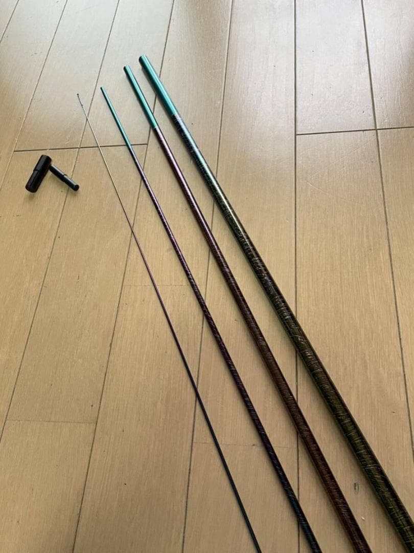 特選品　蒼月　翠山　14尺　硬式先調子　レインボーメッキ　二層竿袋　カーボン製