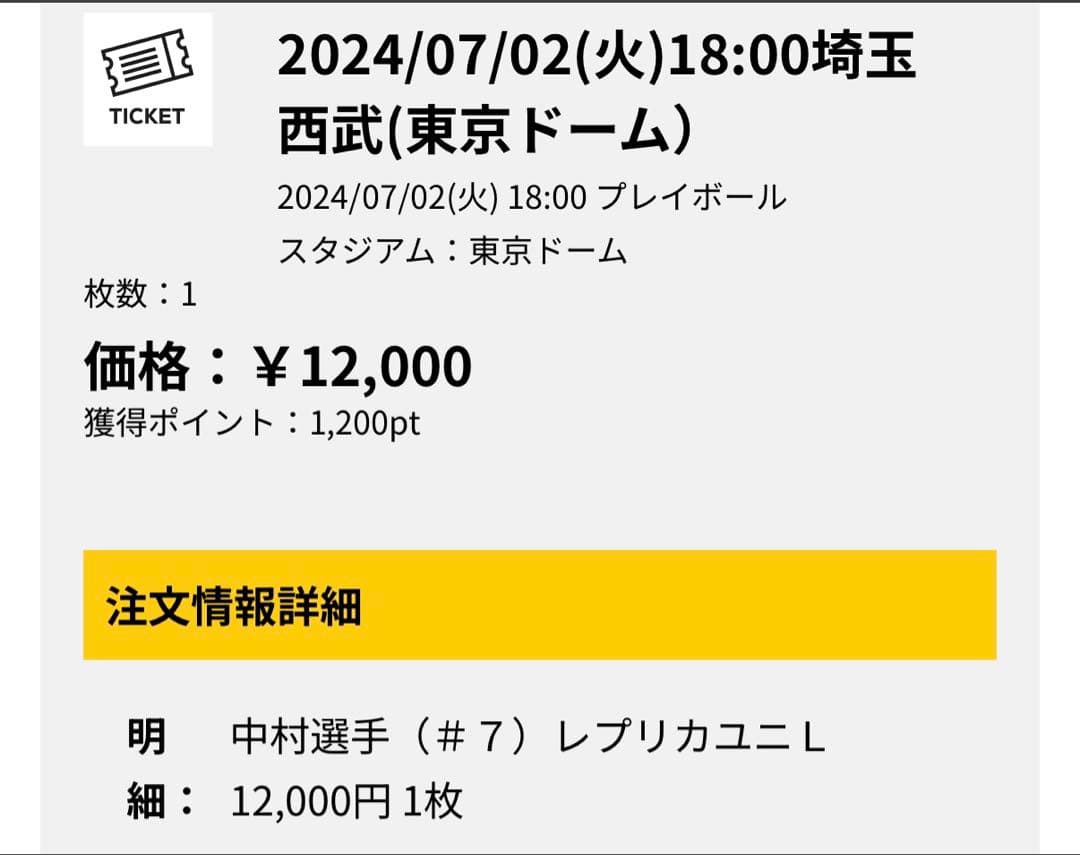 福岡ソフトバンクホークス　中村晃選手　2024 白のキセキ　ユニフォーム