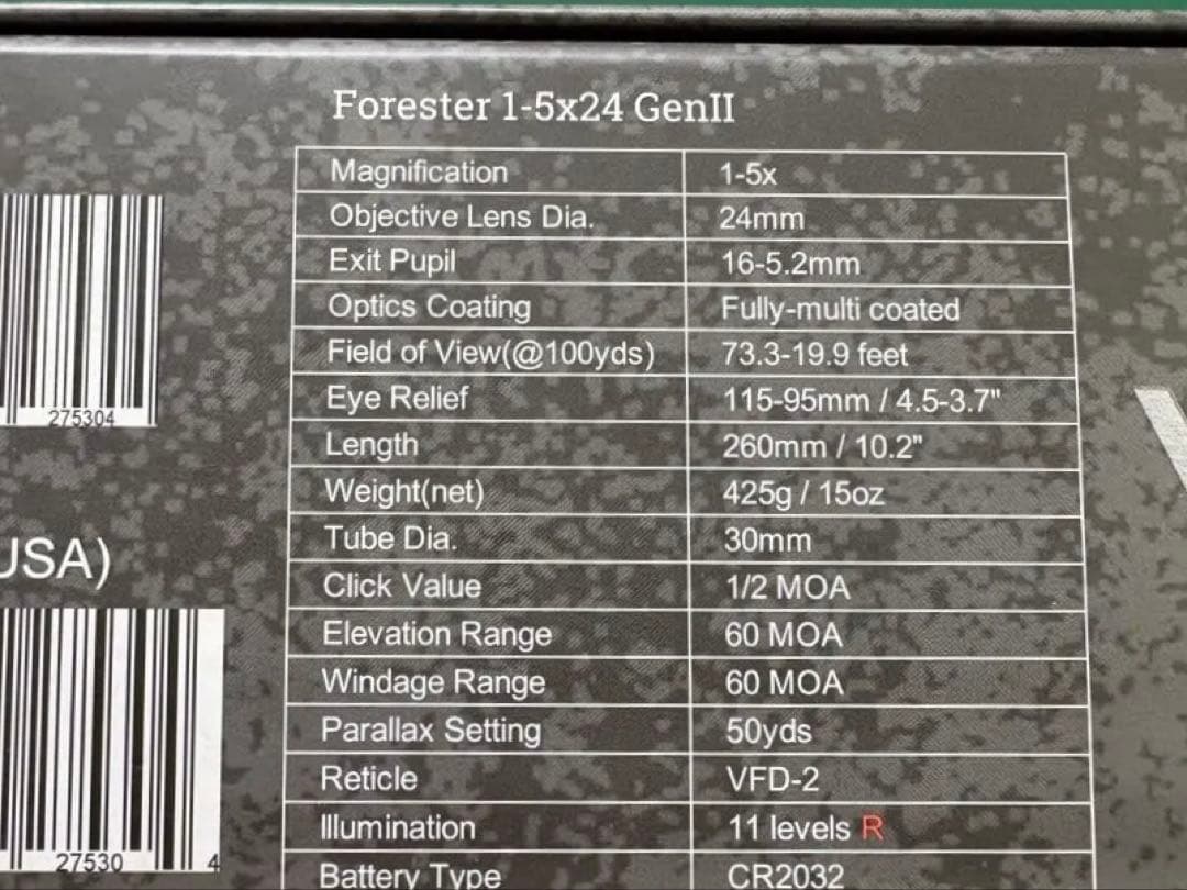ベクターオプティクス　Forester 1-5x24 Gen2 スコープ