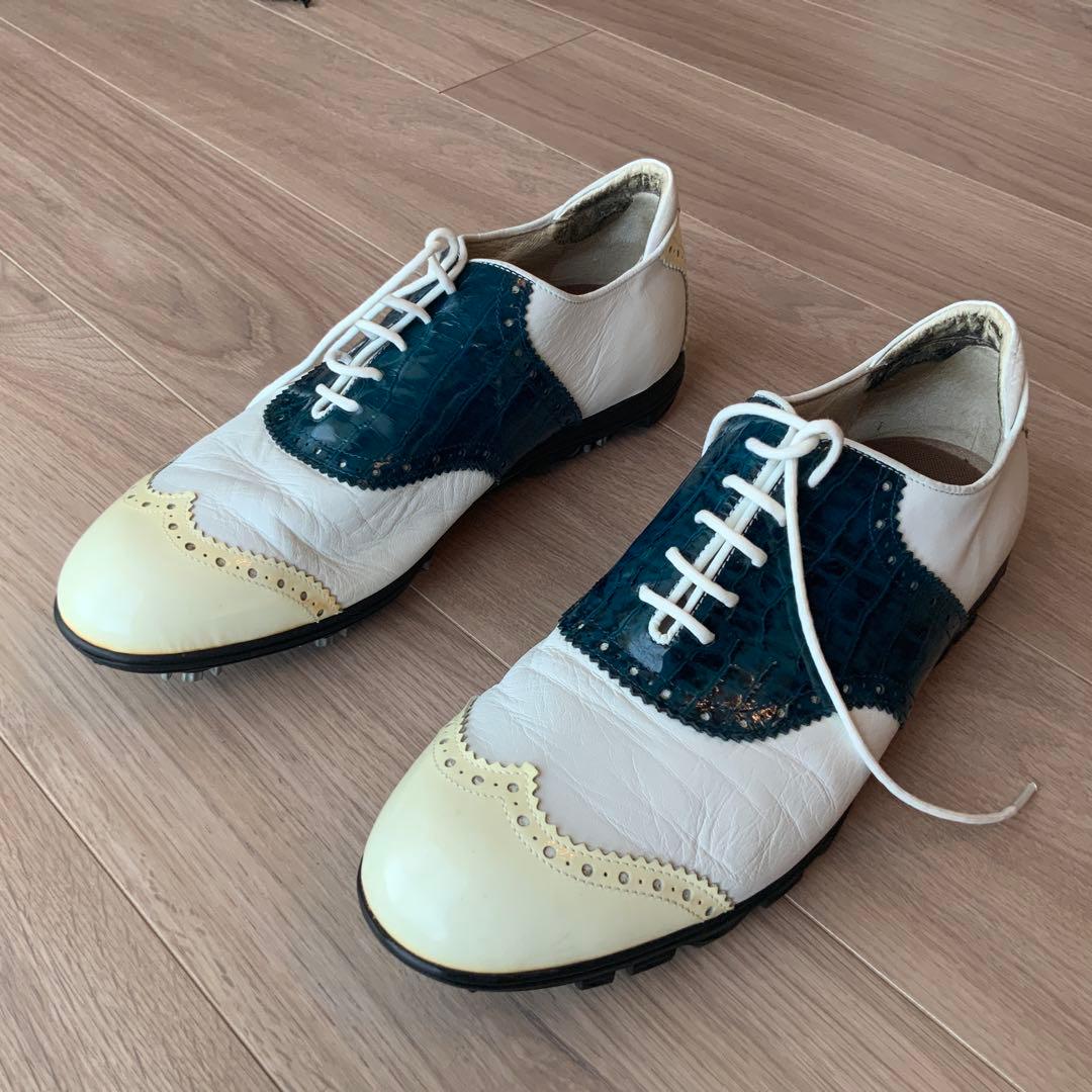 LANVIN SPORT ゴルフシューズ　ホワイト/ブルー　メンズ