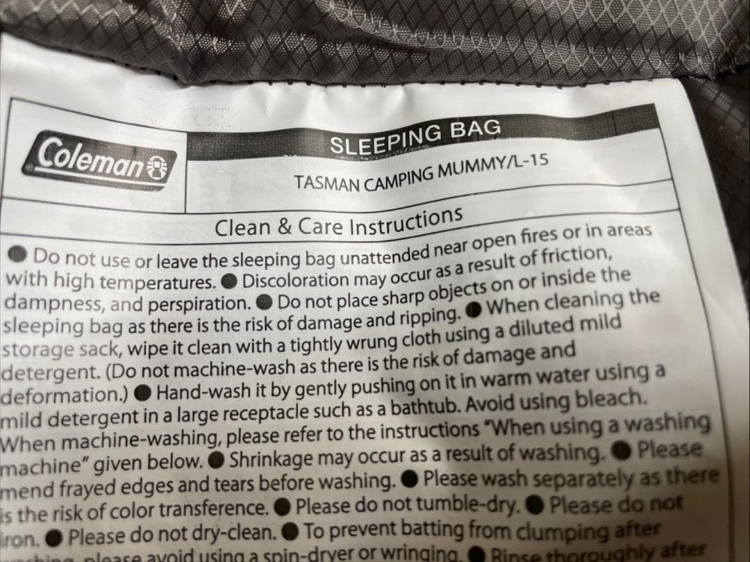 超激安出品 Coleman　タスマンキャンピングマミー　L-15　シュラフ　寝袋