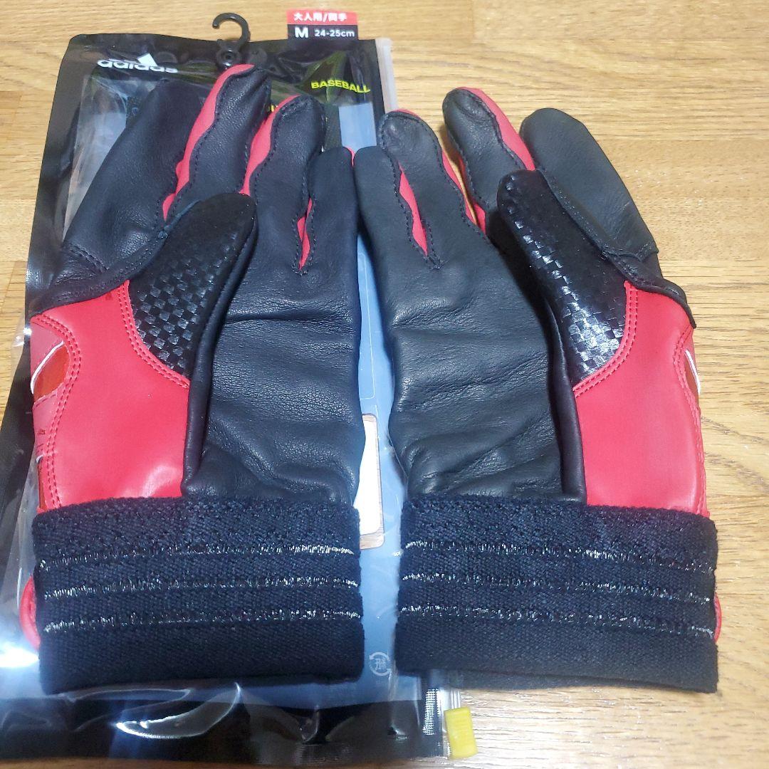 ★新品未使用★ アディダス バッティング手袋両手組 M レッド×ブラック限定品