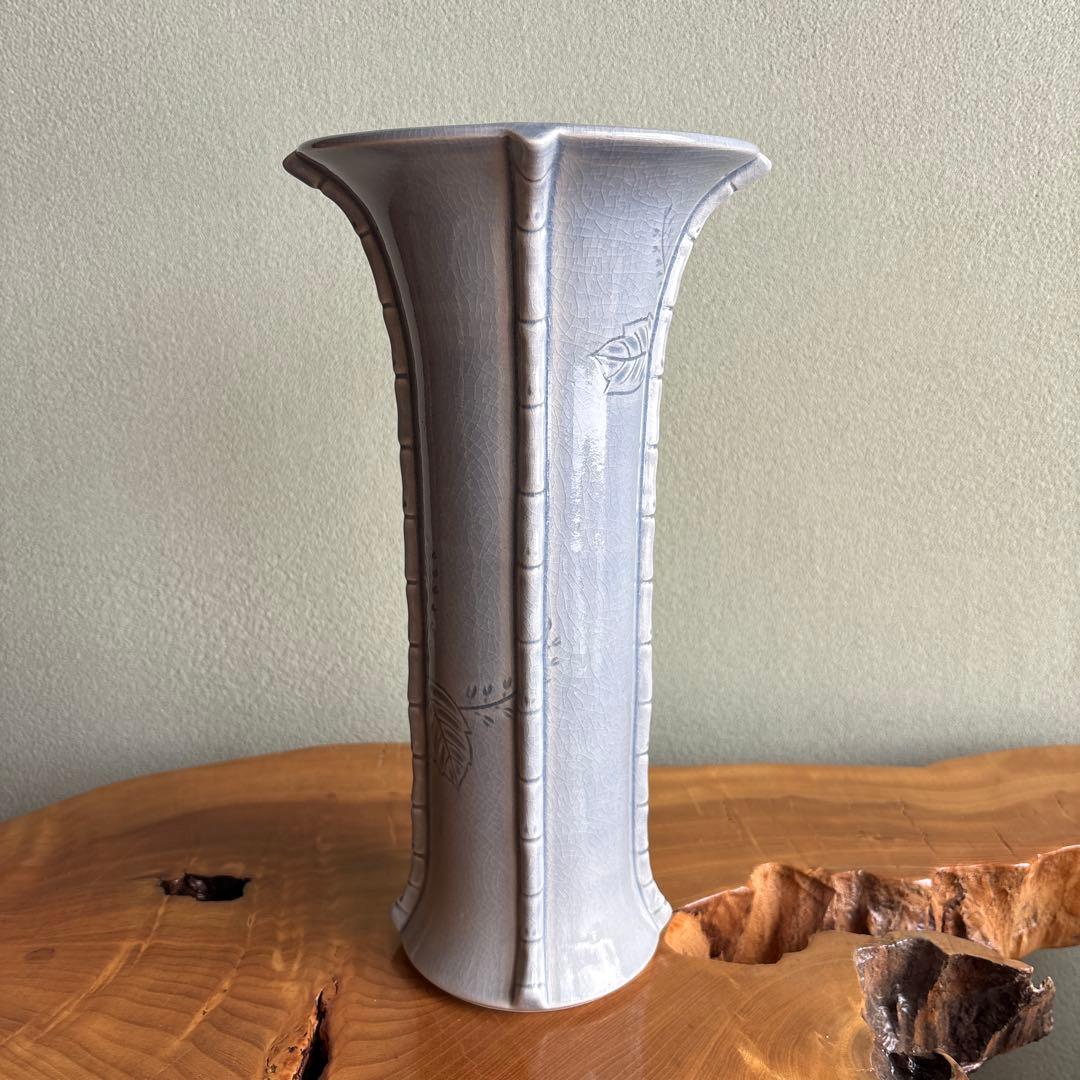 桐竹文 花瓶 光洋銘『鳳玉』 嵯峨御流好 高さ32cm 片山宥雄大僧正 共箱