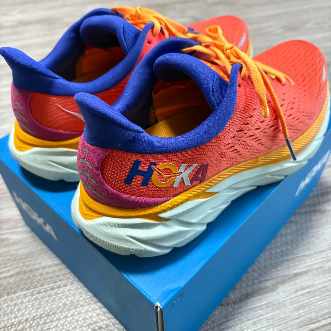 HOKA ホカランニングシューズ クリフトン8 オレンジ 24.5cm ★美品