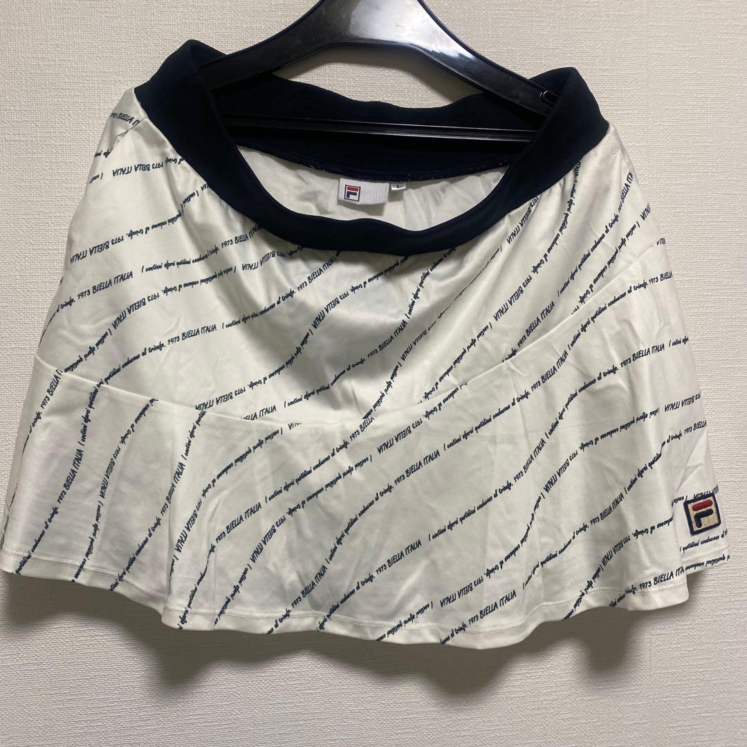 FILA 上下セット　テニス　スコート　L ホワイト　レディース　白　柄　フィラ