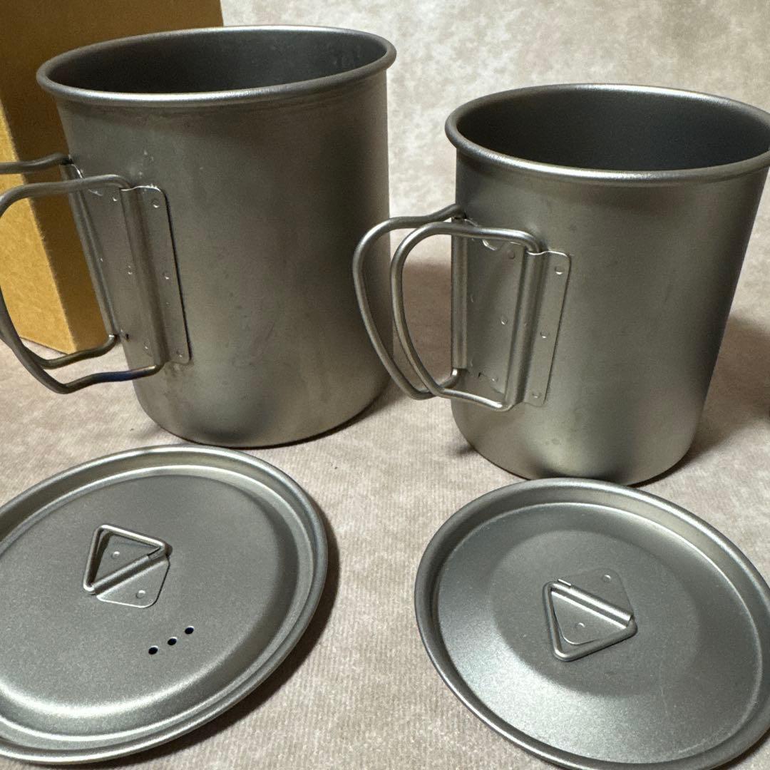 TIANDLIFE チタンキャンプマグ マグカップ 蓋付き 3点セット
