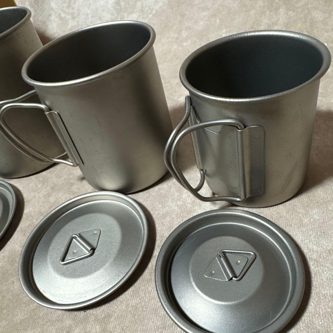 TIANDLIFE チタンキャンプマグ マグカップ 蓋付き 3点セット