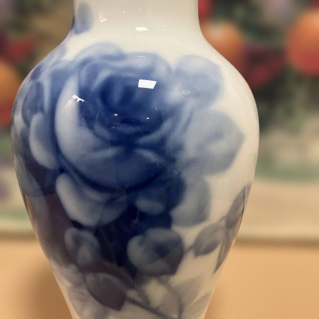 大倉陶園　ブルーローズ　36cm 花瓶　フラワーベース　　　壺