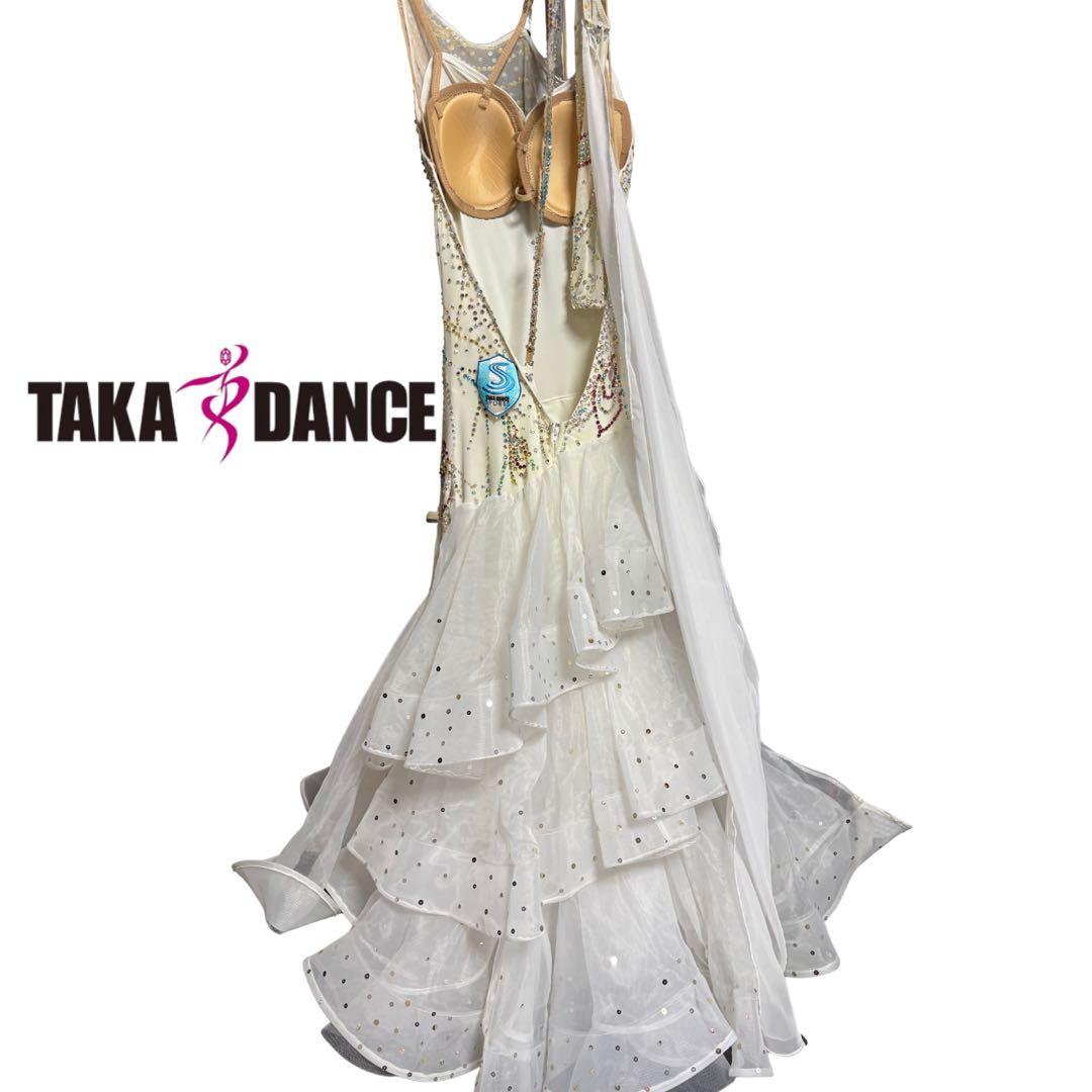 Taka Dance 社交ダンスドレス ホワイト　社交ダンス 衣装 タカダンス