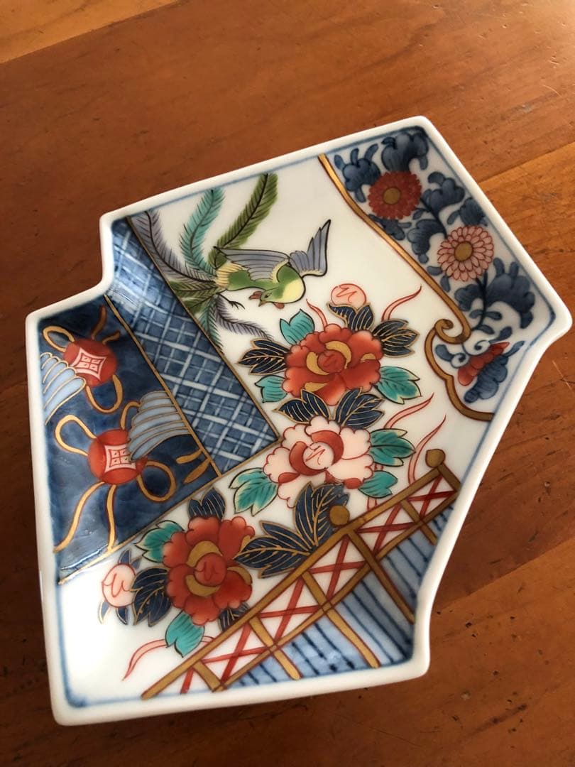 福右衛門窯　総手描き　菱形平皿　美品