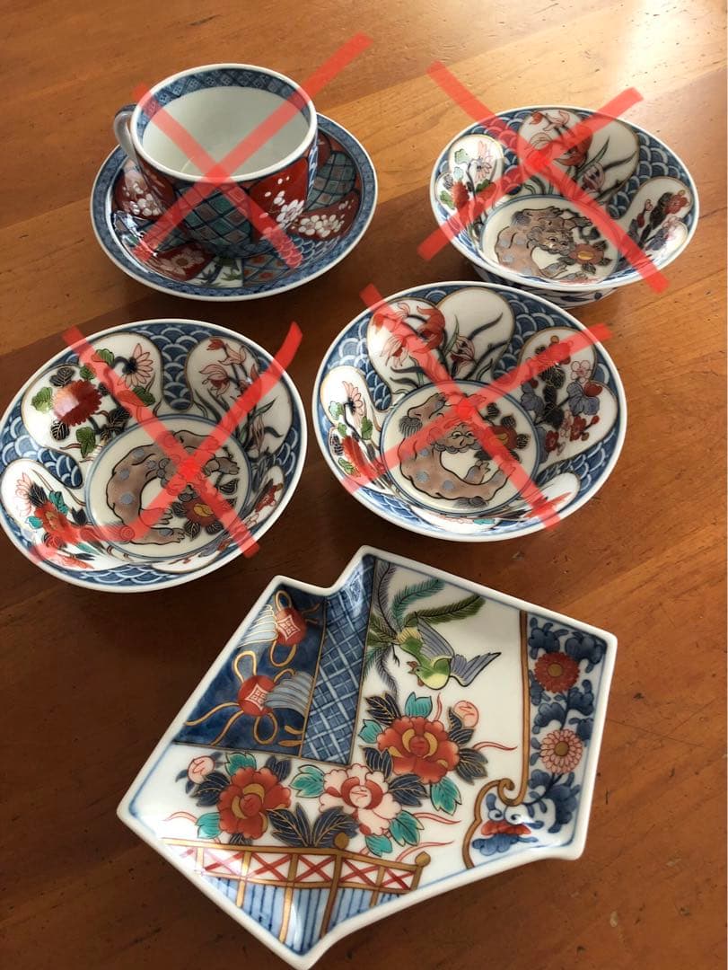 福右衛門窯　総手描き　菱形平皿　美品