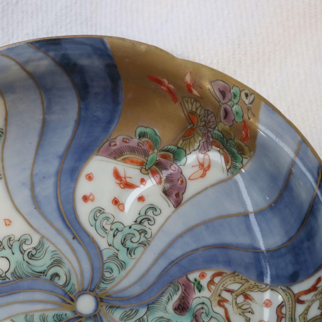 時代逸品！豪華絢爛　捻手金彩に舞う神獣たちの古伊万里　5寸皿プレート骨董古美術