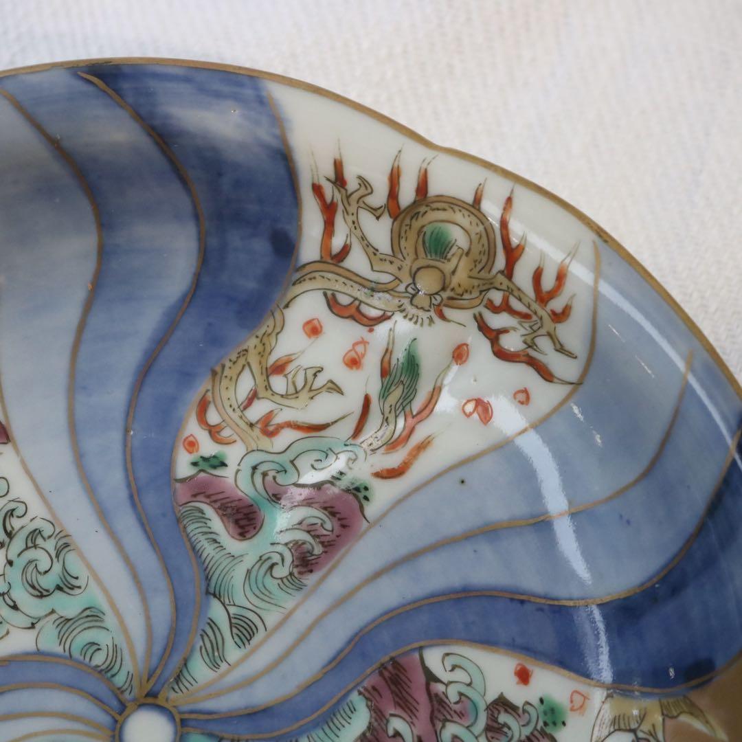 時代逸品！豪華絢爛　捻手金彩に舞う神獣たちの古伊万里　5寸皿プレート骨董古美術