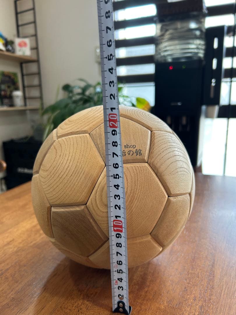木製サッカーボール型オブジェ 約20cm