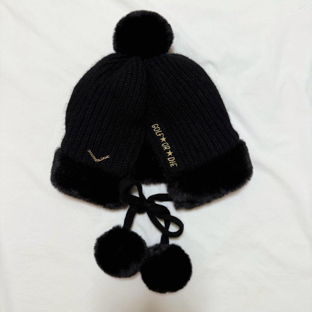 MARK&LONA【定価29,700】猫耳ニット帽黒
