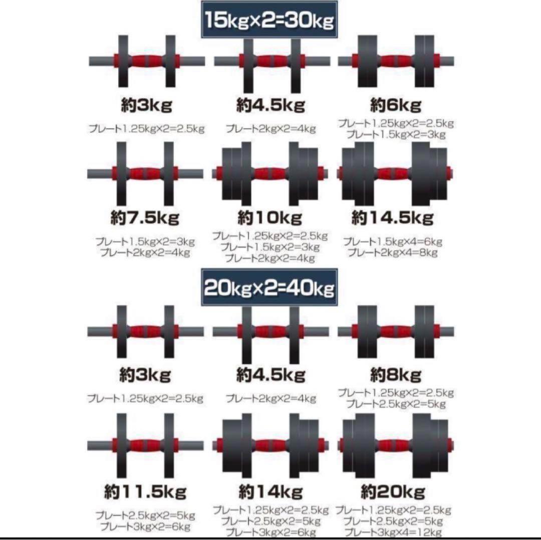 限定　人気ダンベル 可変式 20kg可変式ダンベル 40kg 多機能2個セット