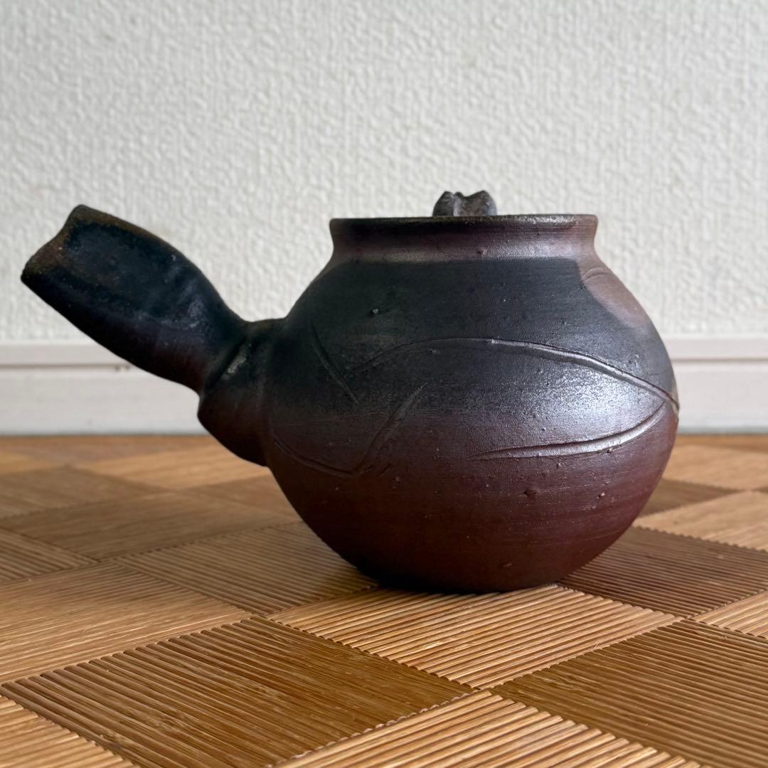 SNT1539 備前焼 松井與之 造 備前 横手急須 うぶ品 伝統工芸品