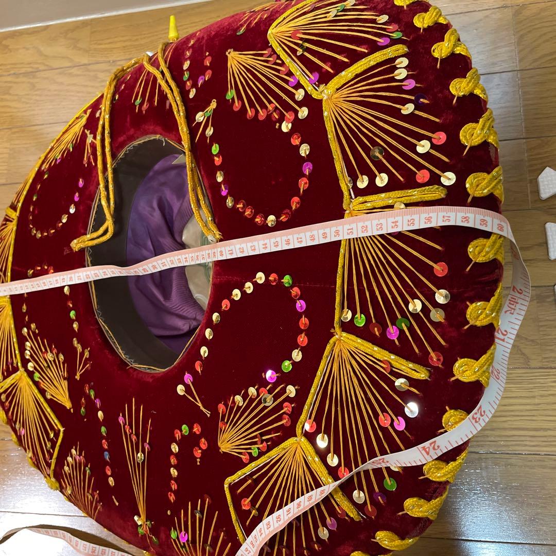 ソンブレロ メキシカンハット　ベロア　アンティーク メキシコ　刺繍入り　赤色