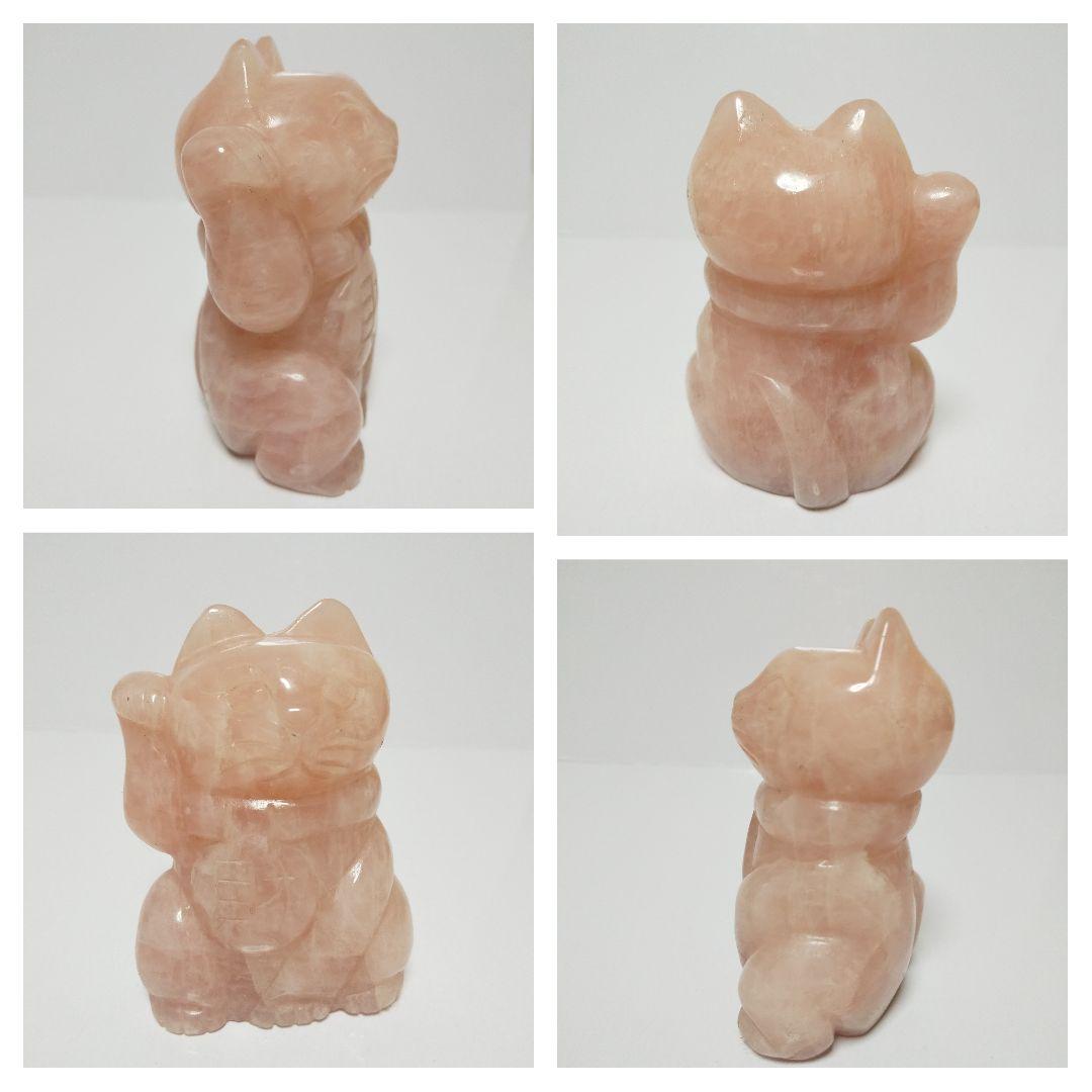 水晶パワーと招き猫パワーで金銭運UP!!ローズクォーツ(紅水晶)など