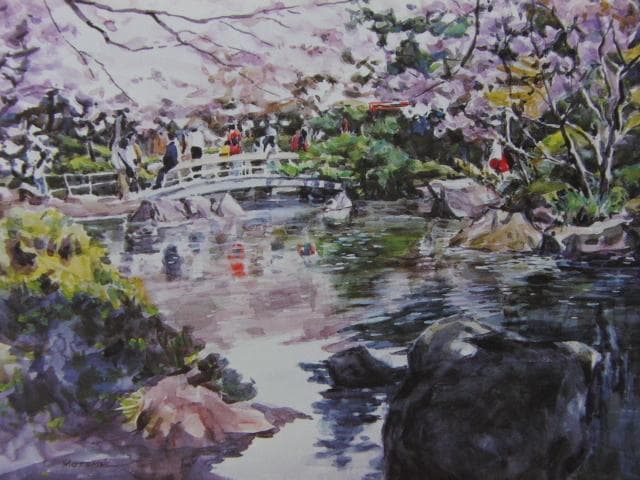 求正美、【見付天神】、希少な額装用画集より、美品、新品額装付