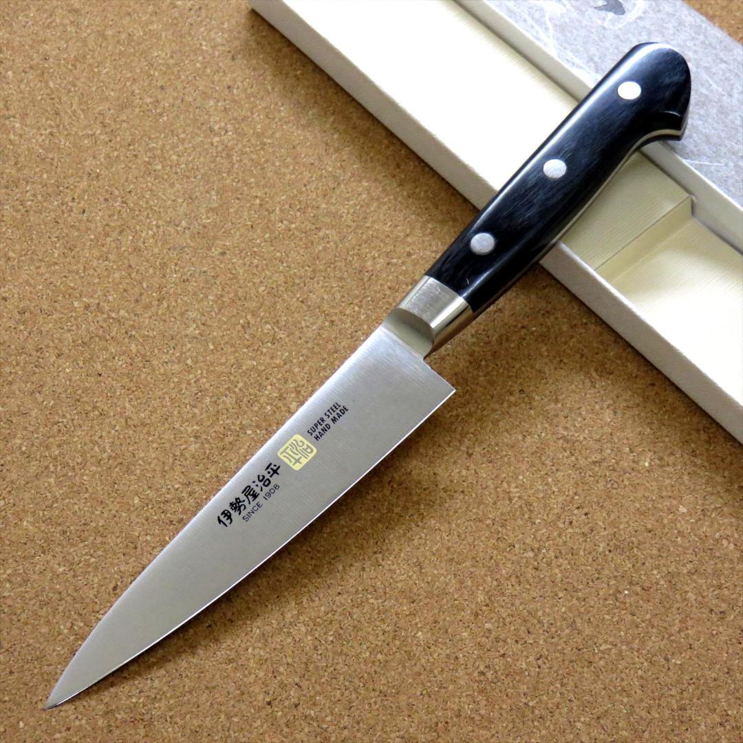 関の刃物 ペティナイフ120mm 伊勢屋治平 口金黒パッカー 果物包丁 小型両刃