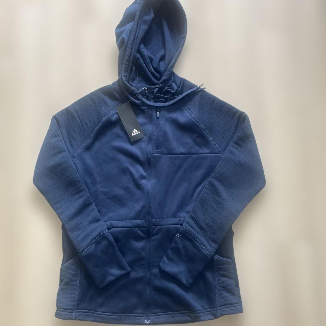 adidas フルジップフードジャケット ネイビー 新品タグ付き