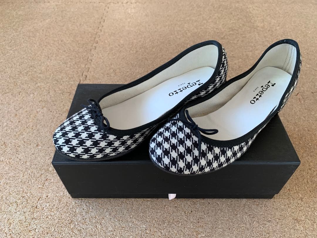 Repetto バレエシューズ 白黒ハウンドトゥース