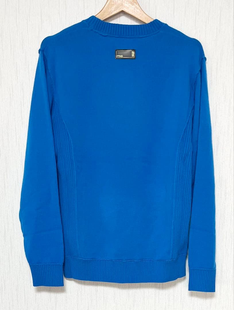 新品 PING ピン カシミヤ100％ 長袖 ニット セーター ブルー Lサイズ
