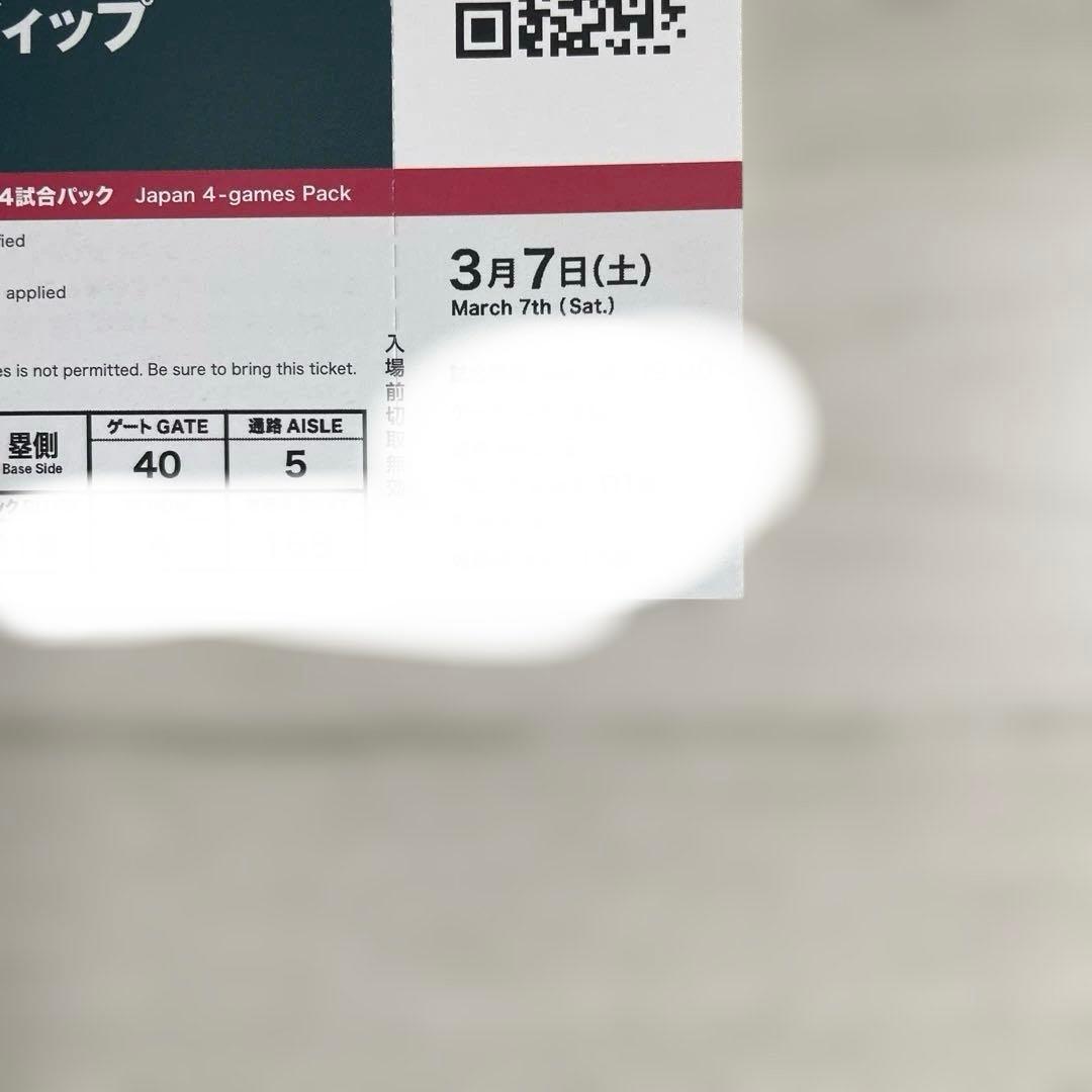 WBC 2026 使用済みチケット 日本戦４試合パック 記念品