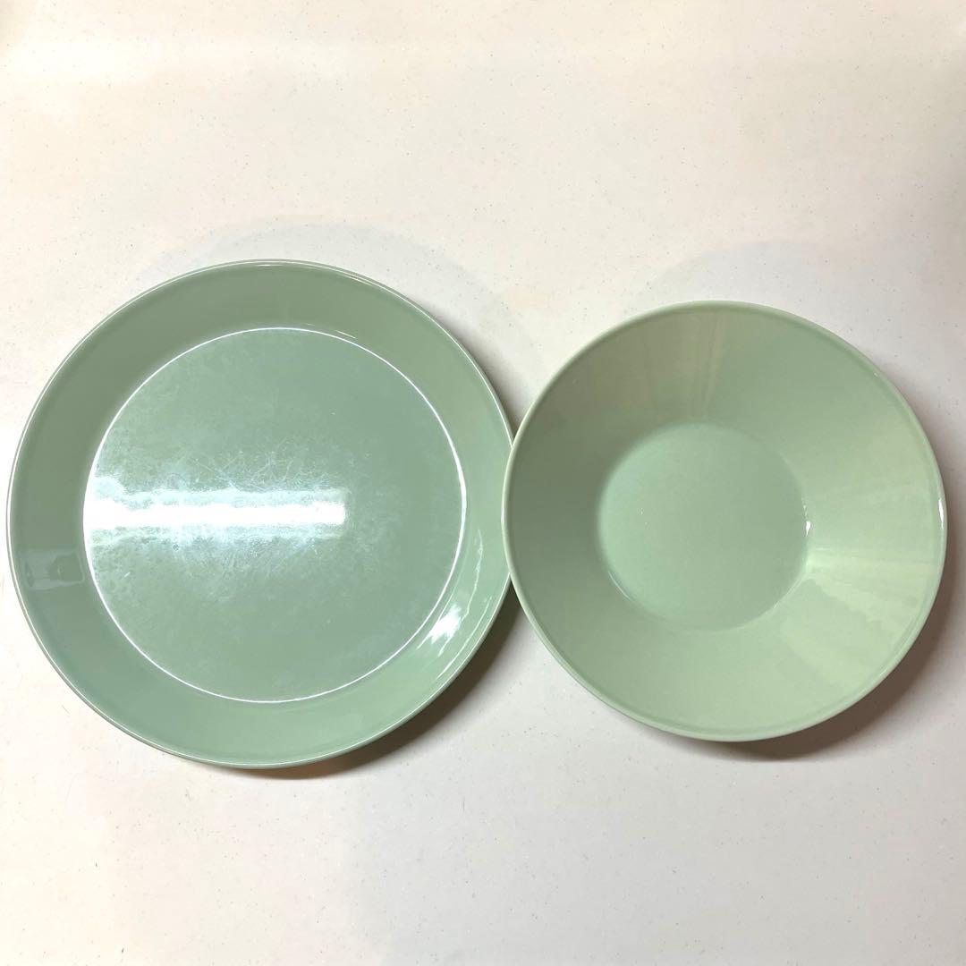 【2点】イッタラ ティーマ セラドングリーン　26cmプレート 21cmボウル