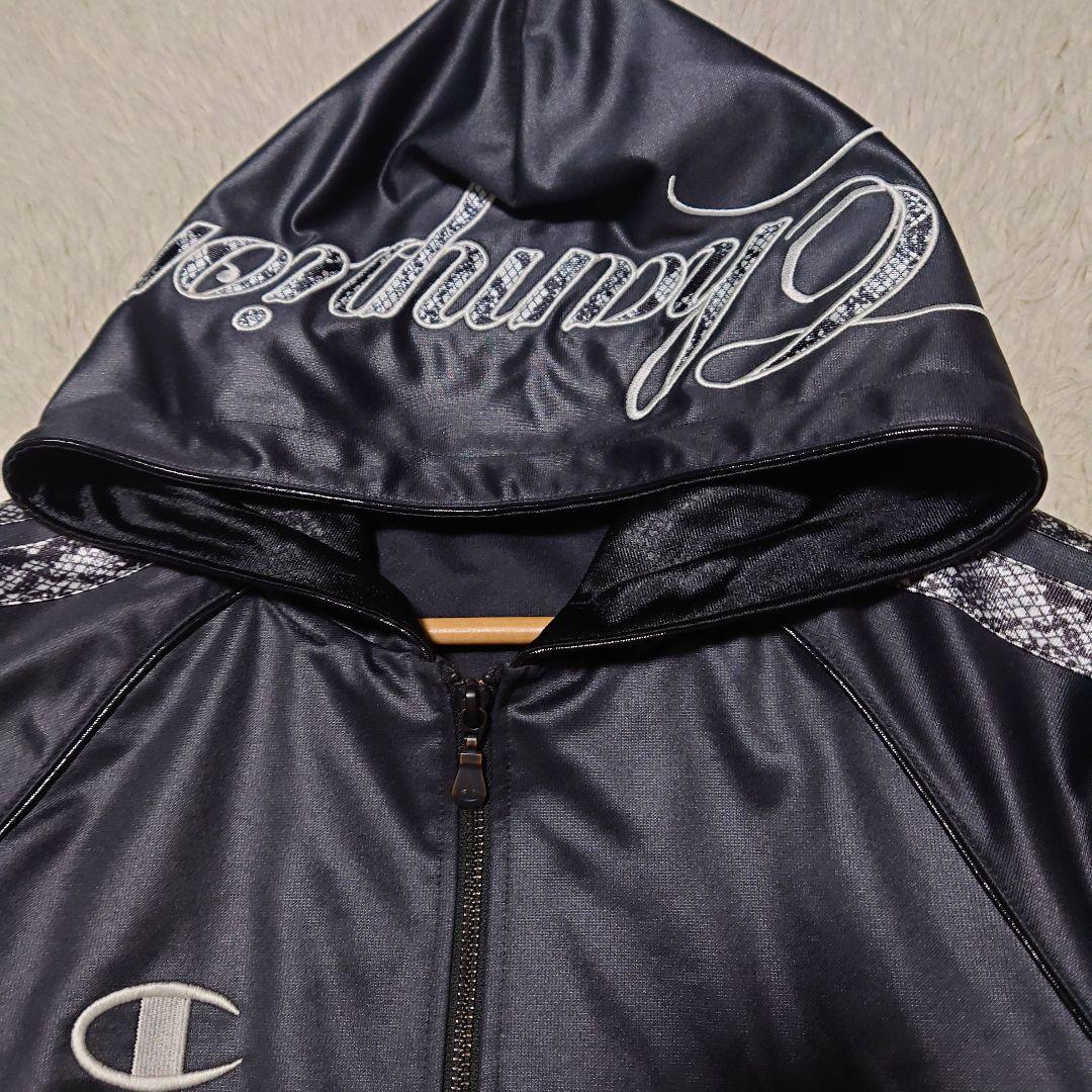 【希少】チャンピオン パーカーセットアップ パイソン柄 ブラック シルバー